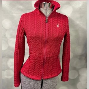 Spyder Hot Red Pink Cable Knit Jacket